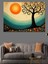 Renkli Ağaç ve Güneş Dekoratif Kanvas - Mdf Ahşap Tablo 3