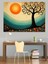 Renkli Ağaç ve Güneş Dekoratif Kanvas - Mdf Ahşap Tablo 4