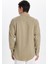 Erkek Slim Fit Dar Kesim Pamuk Keten Doku Düğmeli Yaka Vizon Gömlek 5
