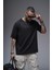 Kabartma Baskılı Garni Detaylı Reglan Kol Oversize Kalıp Unisex Tişört 1