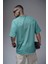 Kabartma Baskılı Garni Detaylı Reglan Kol Oversize Kalıp Unisex Tişört 5
