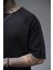 Kabartma Baskılı Garni Detaylı Reglan Kol Oversize Kalıp Unisex Tişört 4
