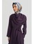 Şal Detaylı Ferace 25Y8304 Puslu Mor 2