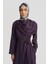 Şal Detaylı Ferace 25Y8304 Puslu Mor 4