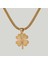 Çelik Kadın Kolye, Yonca Detaylı Zincir Model, Gold Renk, NO:175 2