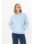 Bebe Mavisi Kanguru Cep Şardonlu Kapüşonlu Regular Fit Sweatshirt 2