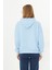 Kadın Bebe Mavisi Kanguru Cep Şardonlu Kapüşonlu Regular Fit Sweatshirt 5