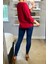 Kırmızı 3/4 Kol Oversize Asimetrik Bluz 3