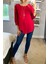 Kırmızı 3/4 Kol Oversize Asimetrik Bluz 4