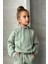 Kız Çocuk Şardonlu Ip Detaylı Sweatshirt Pamuklu Yosun Yeşili Eşofman Takım 3