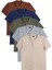 Erkek 5'li Paket Lacivert-Taş-Kahverengi-Gri-Haki Slim Fit Pamuklu Düz Pike Polo Yaka Tişört 1