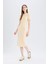 Bodycon Vücudu Saran Bisiklet Yaka Fitilli Kaşkorse Kısa Kollu Midi Elbise E6926AX25SP 1