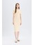 Bodycon Vücudu Saran Bisiklet Yaka Fitilli Kaşkorse Kısa Kollu Midi Elbise E6926AX25SP 2