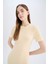 Bodycon Vücudu Saran Bisiklet Yaka Fitilli Kaşkorse Kısa Kollu Midi Elbise E6926AX25SP 4