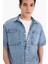 %100 Pamuk Relax Fit Yazlık Kısa Kollu Jean Gömlek D8109AX25SP 5
