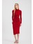 3686 Bel Büzgü Detay Elbise Kırmızı 1