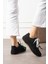 Wanca Kadın Sneakers Çift Renk Bağcıklı Spor Ayakkabı Siyah Süet 2