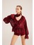 Fırfırlı Güllü Choker Aksesuarlı Şifon Sassy Gömlek Bordo 4