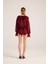 Fırfırlı Güllü Choker Aksesuarlı Şifon Sassy Gömlek Bordo 5