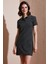 Çizgili Slim Fit Mini Boy Düğmeli Polo Yaka Kısa Kollu Elbise Bayan Elbise 5866151 2