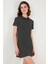 Çizgili Slim Fit Mini Boy Düğmeli Polo Yaka Kısa Kollu Elbise Bayan Elbise 5866151 4