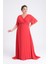 Kadın Büyük Beden Uzun Şifon Abiye Elbise 9510 Kırmızı 1