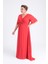 Kadın Büyük Beden Uzun Şifon Abiye Elbise 9510 Kırmızı 3