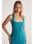 Lonıca Kadın Krep Örme Kumaşlı Kare Yakalı Bodycon Mini Petrol Yeşili Elbise 5