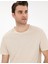 Erkek Bej %100 Pamuk Slim Fit Bisiklet Yaka Basic Tişört 50306980-VR011 2