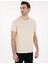 Erkek Bej %100 Pamuk Slim Fit Bisiklet Yaka Basic Tişört 50306980-VR011 3