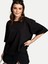Basic Oversize Unisex Düz Siyah Tişört Interlok Kumaş Kadın 1