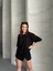 Basic Oversize Unisex Düz Siyah Tişört Interlok Kumaş Kadın 2