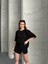 Basic Oversize Unisex Düz Siyah Tişört Interlok Kumaş Kadın 3