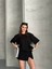 Basic Oversize Unisex Düz Siyah Tişört Interlok Kumaş Kadın 4