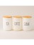 Beyaz Cam Kahve, Şeker ve Çay Saklama Kavanoz Seti Bambu Kapaklı, Hava Geçirmez Baharatlık (3'lü Set) 800 ml x 3 1