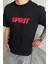 Siyah Spirit Baskılı Oversize T-Shirt 1