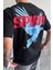 Siyah Spirit Baskılı Oversize T-Shirt 3