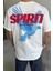 Beyaz Spirit Baskılı Oversize T-Shirt 3
