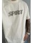 Krem Spirit Baskılı Oversize T-Shirt 1