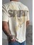 Krem Spirit Baskılı Oversize T-Shirt 3