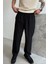 Siyah Regular Fit Keten Pantolon 2