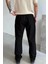 Siyah Regular Fit Keten Pantolon 4