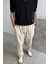 Bej Regular Fit Keten Pantolon 1