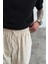 Bej Regular Fit Keten Pantolon 3