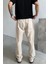 Bej Regular Fit Keten Pantolon 5
