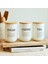 Mutfak 3 Lü Bambu Kapaklı Beyaz Cam Çay Şeker Kahve Saklama Kavanoz Takımı Baharatlık Düzenleme Beyaz 800 ML * 3 1