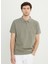 Fermuarlı Yaka Jakarlı Haki Erkek T-Shirt ACE091252339_HAK 1