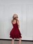 Fırfırlı Askılı Mini Elbise - Bordo 2