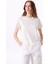 Bisiklet Yaka Baskılı Kırık Beyaz Kadın T-Shirt J5SL-TST7009 1