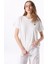 Bisiklet Yaka Düz Kırık Beyaz Kadın T-Shirt J5SL-TST7186 1